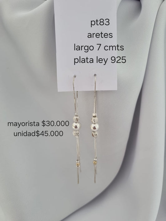 pt83 Aretes  En Plata ley 925 Precio Mayorista