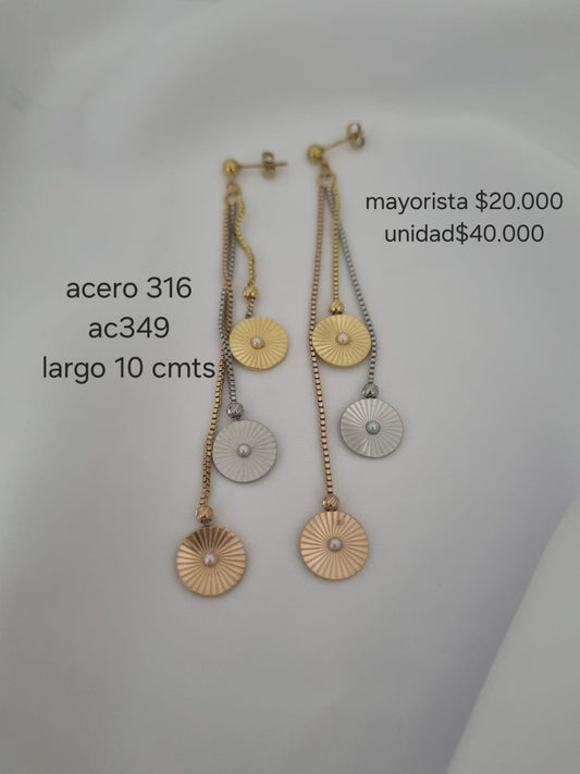 Ac 349 aretes en acero precio mayorista