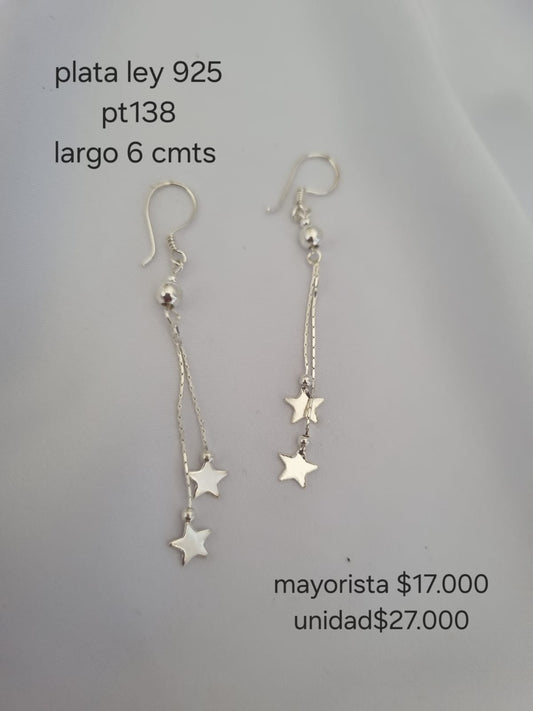 Pt 138 aretes en plata ley 925 precio mayorista