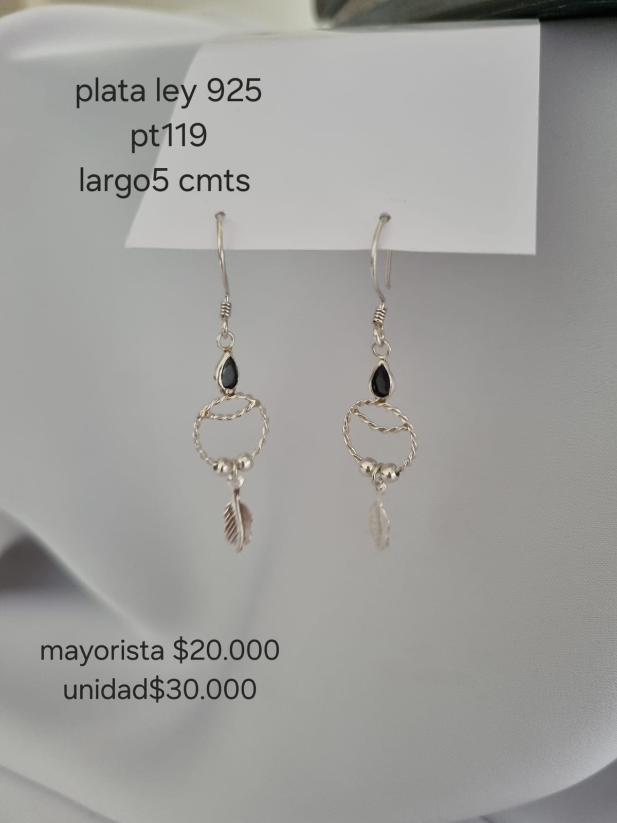 Pt 119 Aretes en plata ley 925 precio mayorista