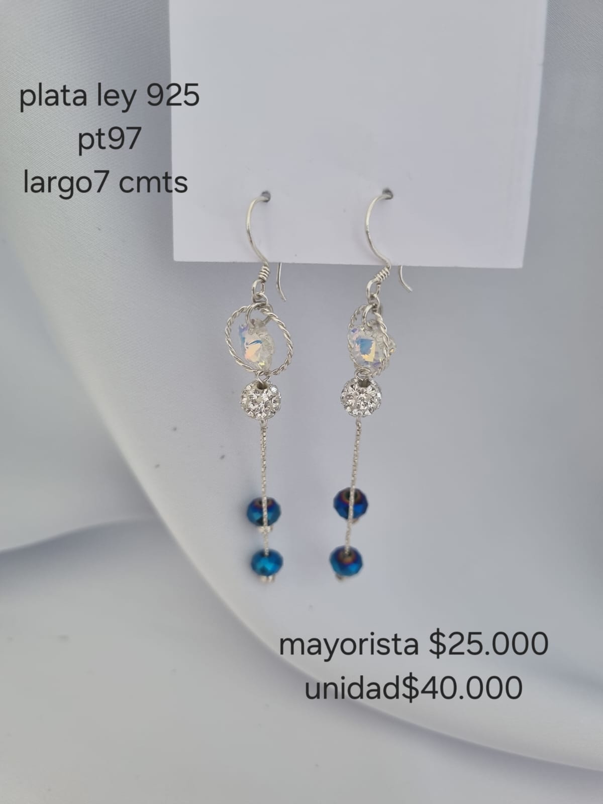 Pt 97 Aretes en plata ley 925 precio mayorista