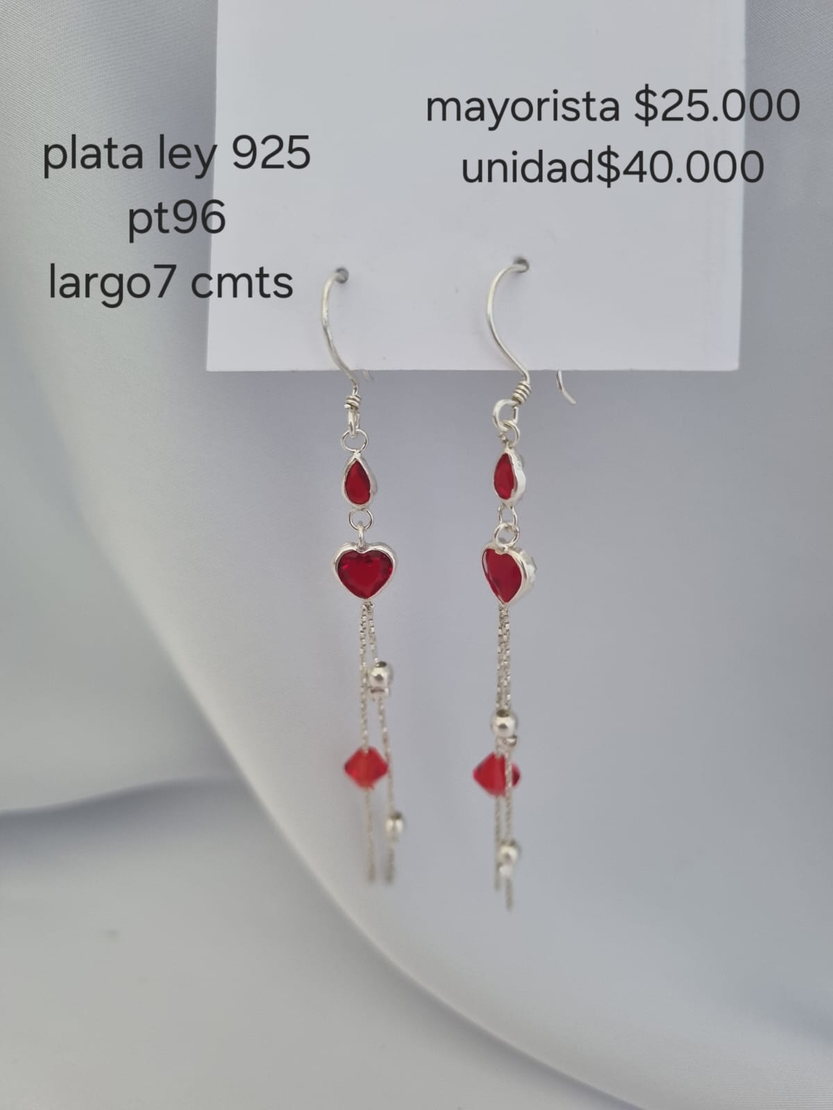 Pt 96 Aretes en plata ley 925 precio mayorista