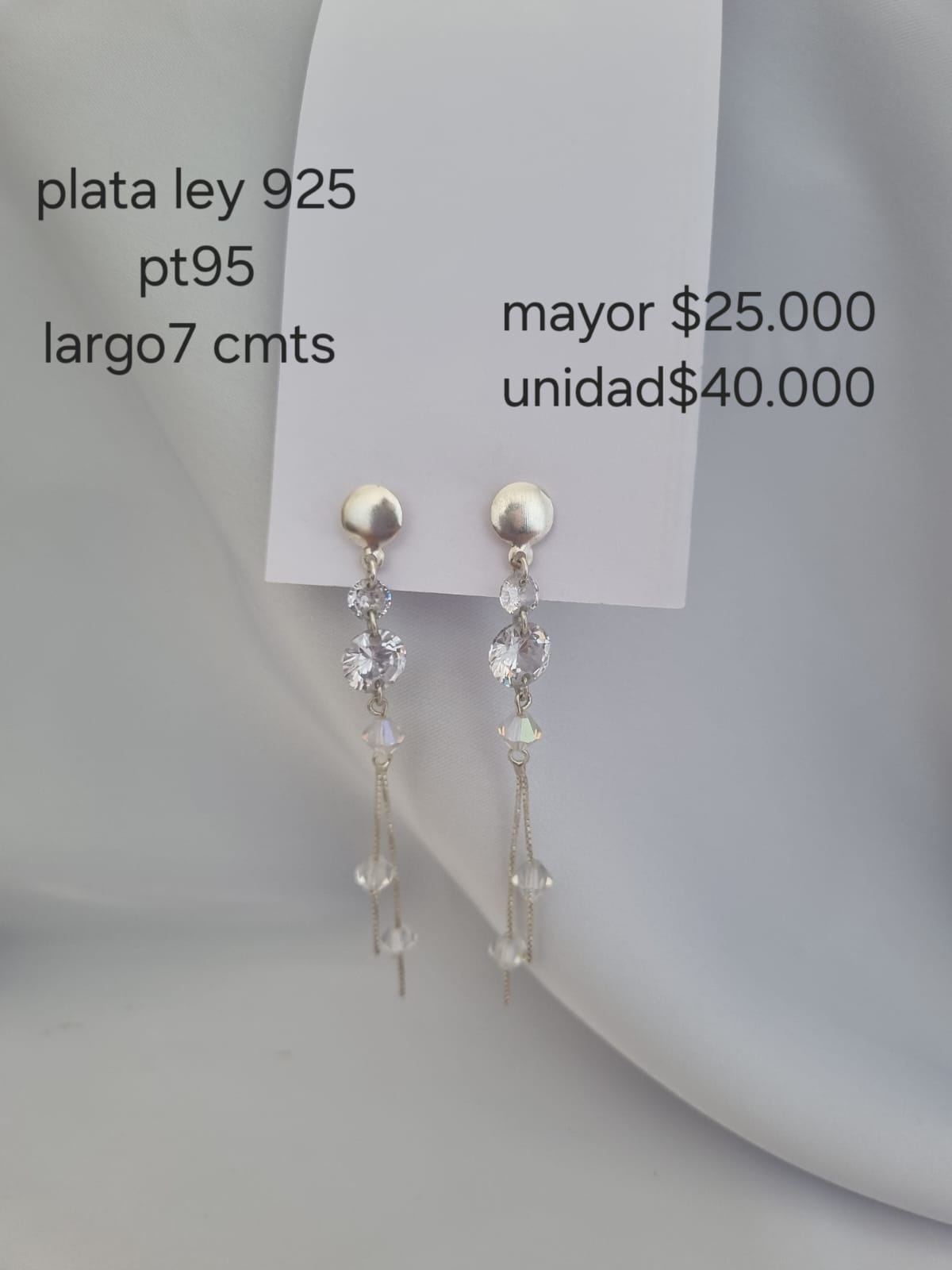 Pt 95 Aretes en plata ley 925 precio mayorista