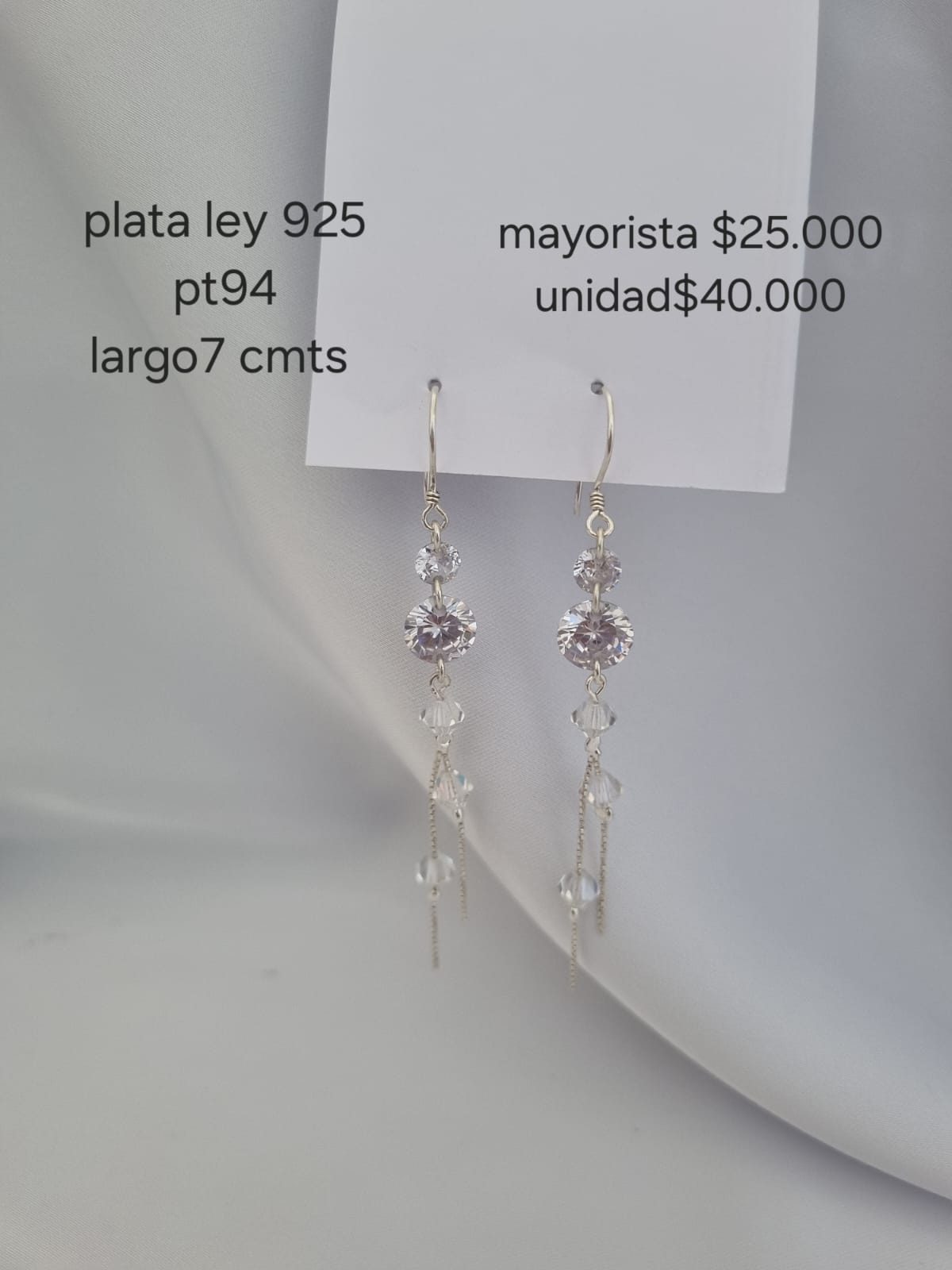 Pt 94 Aretes en plata ley 925 precio mayorista